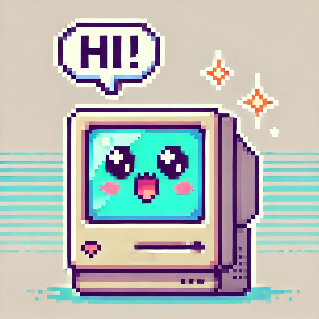Retro Pixel Computer Saying Hi!